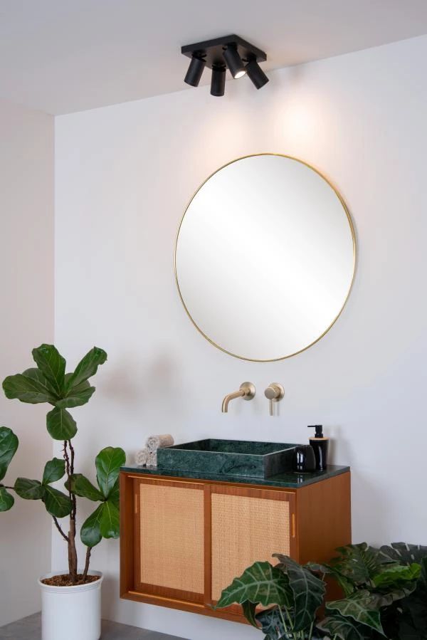 Lucide TAYLOR - Plafondspot Badkamer - LED Dim to warm - GU10 - 4x5W 2200K/3000K - IP44 - Zwart - sfeer 4